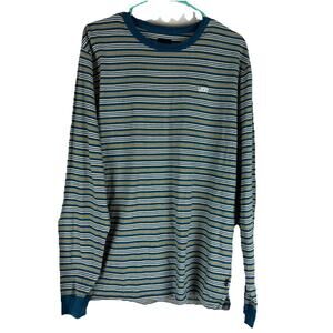 Vans Shirt Large Adult Teal Bailey Vintage Microstripe Long Sleeve Casual Mens